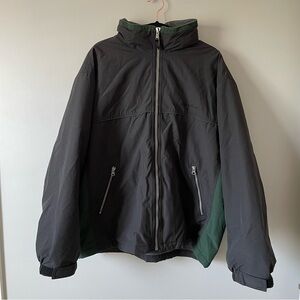 Eddie Bauer Men's Coat Jacket with Stowable Hood Nylon Fleece Midweight sz L